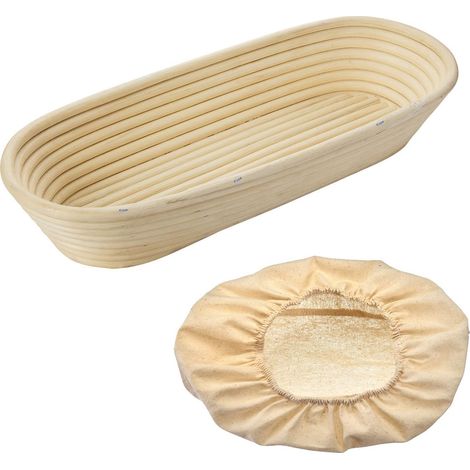 Westmark Cestino da lievitazione + rivestimento, ovale, lunghezza: 39,5 cm, Per circa 1500 - 2000 gr di pasta, canna, beige chiaro, 3202227B (1/5)