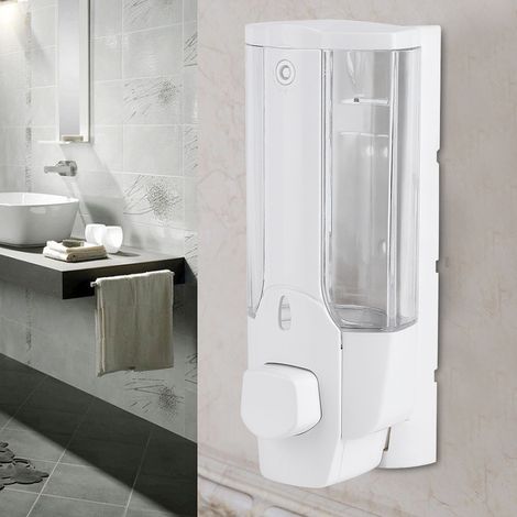 Distributeur mural manuel de 350 ml pour savon liquide/shampoing/lotion - Usage salle de bain et cuisine (1/5)