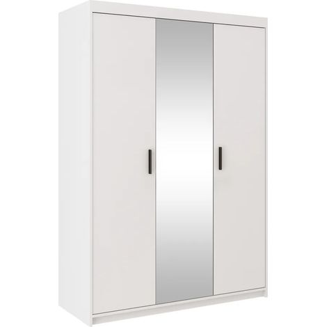 AX LIVING Storicos 3T 3-türiger Kleiderschrank mit Spiegel Weiß 133 cm