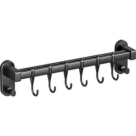 Estante de cocina con 6 ganchos deslizantes - Negro (1/4)