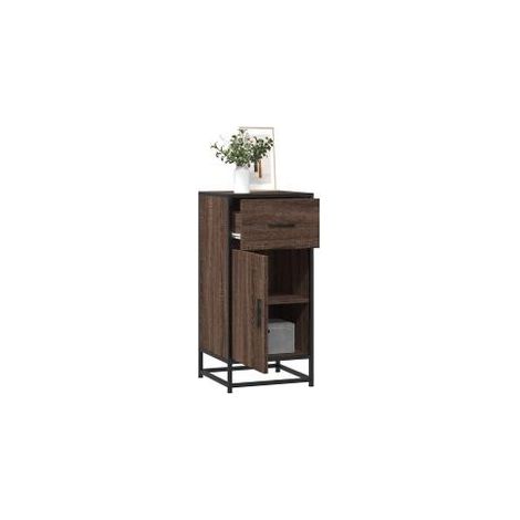 Buffet chêne marron 35,5x35x76 bois d'ingénierie et métal (1/5)