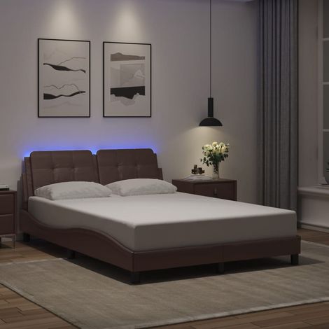 Bettgestell mit LED Braun 120x200 cm Kunstleder vidaXL735658 (1/5)
