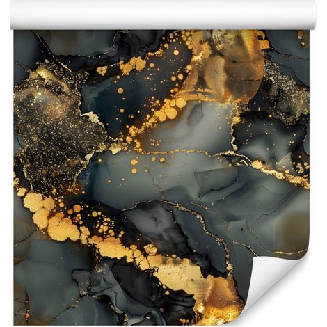 Papier peint ocre et encre brune pour salon et chambre 50x1000 cm (1/5)
