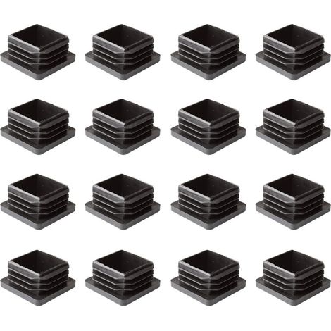 16 Stück - Alle Größen - Quadratische Schlitz-Endkappen für Rohrmöbel, Tisch- und Stuhlbeine (19 mm, Schwarz)