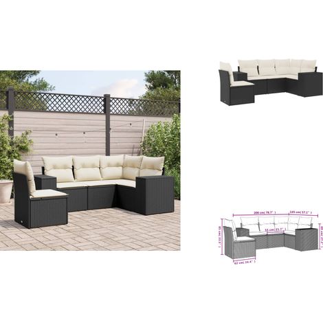 Salon de jardin 5 pcs avec coussins noir résine tressée - Ensemble Salon De Jardin - Meuble Extérieur - Résine Tressée - Rotin Synthétique - Mobilier De Jardin (1/3)