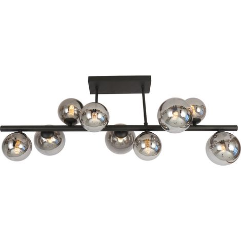 Plafón de techo Boston Negro Fumé 9xE14 (1/3)