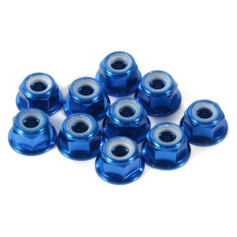 Écrous autobloquants hexagonaux M5 à insert nylon anodisé, en alliage d'aluminium, lot de 10 pièces, bleu royal