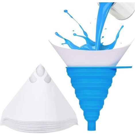 QORVA-150 Filtre Peinture avec 1 Filtre en Silicone Entonnoir Pliable, Crépines de  polyuréthane Filtre de Peinture en Papier Jetables, pour filtrer Les laques de Voiture Art Artisanat Loisir Peinture