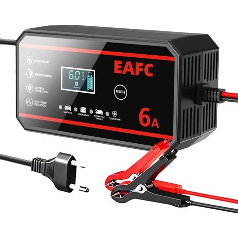 Cargador de batería, reparación de pulsos inteligente, pantalla LCD, 12V 6A (1/2)