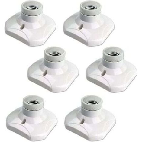 Douille Plafond E27 à Visser, Douille E27 Garage, AC 220-240V, Support Douille pour Ampoule LED, Base Plafonnier Culot E27, Base de Lampe Plastique Blanche pour Lampe au Mur, lot de 6