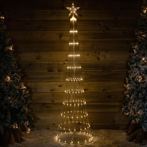 2.5m Light up Christmas Cone Tree with 320 Warm White LEDs and Timer Function (1/5)