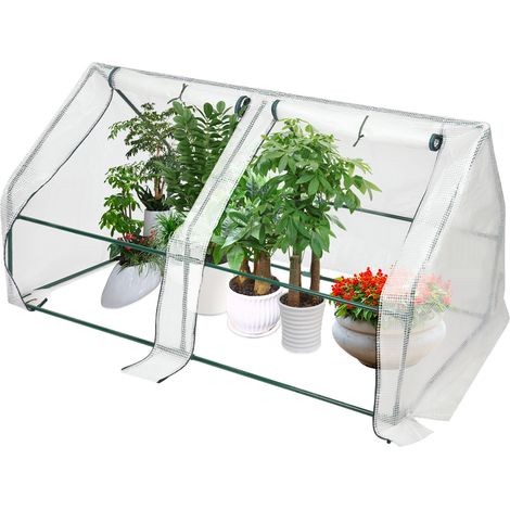 Serre de jardin 180x90x90 cm, bâche PE, serre dôme avec portes enroulables à fermeture éclair, protège plantes du gel froid pluie UV insectes, pour potager balcon terrasse jardin (1/5)