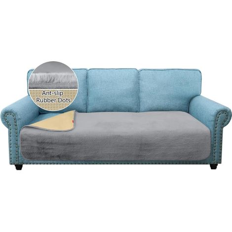 Thick Luxury L-Shaped Sofa Cushion Cover - Faux Rabbit Fur - Non-Slip - Elegant Plush - 750 g/m² - Large Corner - Pet-Friendly (chair, grey) (1/5)