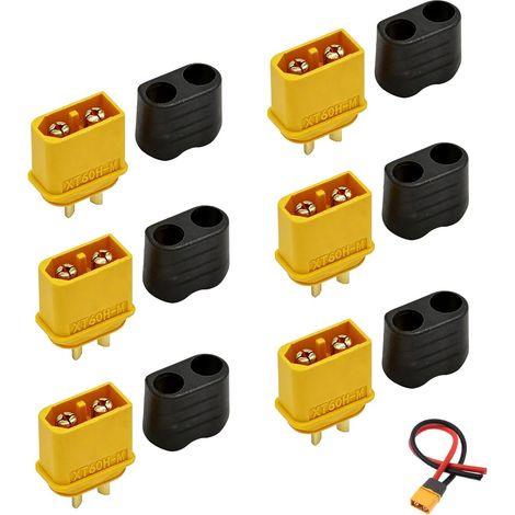 Connecteur XT-60, XT-60 Mâle Connecteurs de Batterie Prise Étanche Anti Spark avec Boîtier de Gaine avec logement pour Chargeur de Batterie RC Lipo Contrôleur Pièces de Moteur Panneaux Solaires (1/5)