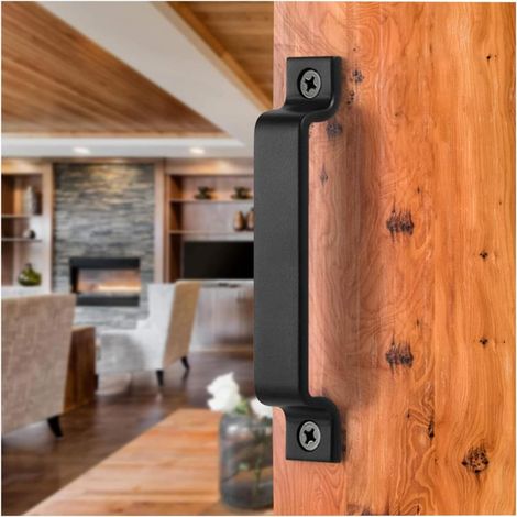 Poignées porte grange – Pour clôture bois, abri jardin – Style rustique industriel – Noir – Lot 2