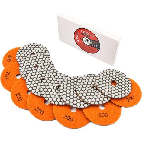 Disque Diamant de Polissage 7pièces 100mm 200 Tampon Polissage pour Granit Marbre Pierre Artificielle Quartz pour Meuleuse d'angle (1/5)