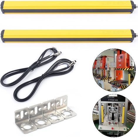 Lichtgitter-Sicherheitsvorrichtung 10 Strahlen, Lichtvorhang-Sensorschalter DC 24-30V Effektive Schutzhöhe 360mm Sicherheitsschutzsensor-Lichtgitterstrahl Gelb (1/5)
