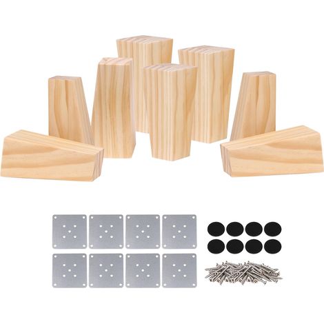 8 pieds de canapé en bois avec plaque de fixation, dimensions 60x60x120 mm (1/5)