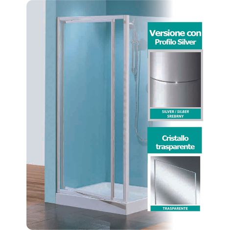 Porta doccia girevole tris g90 cristallo trasparente profilo silver