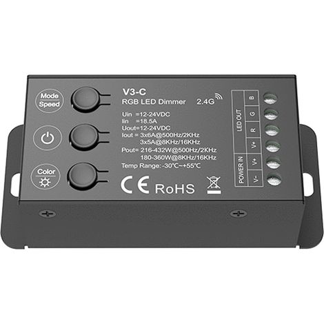 RGB-Controller - 12-24V DC - 3 Kanäle - 2.4GHz RF und