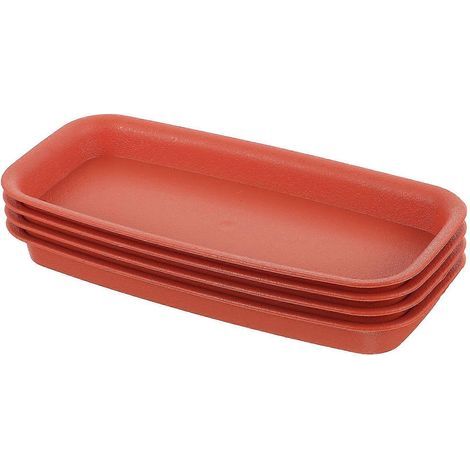 Lot de 4 soucoupes rectangulaires en plastique pour plantes, avec bac de récupération d'eau pour pots de fleurs. (1/3)