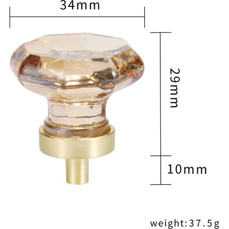 Kristall-Schrankknöpfe, goldene Schubladenknöpfe, dekorative Glasschrankgriffe, champagnerfarben, Heim- und Küchendekor, achteckig, Pilz, 2er-Pack (1/5)