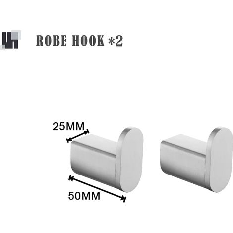 (2 crochets pour peignoir) Porte-brosse WC mural brossé, porte-papier toilette, barre porte-serviettes, porte-savon, étagères, accessoires de salle de bain en acier inoxydable (1/5)