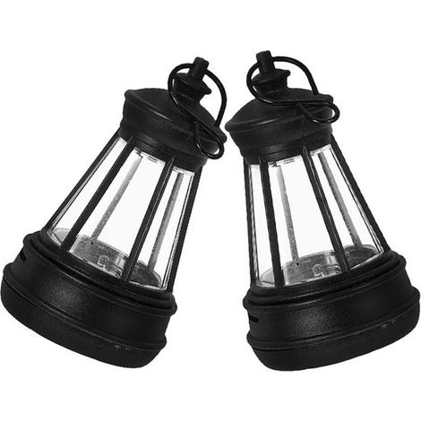 Lanternes suspendues de jardin, lampes solaires, décoration extérieure, résine imperméable, 13 cm de hauteur, noires (1/5)