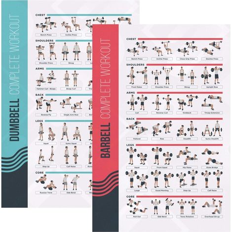 Trainingsposter für Langhantel- und Kurzhantelübungen, 2-teiliges Set (1/5)