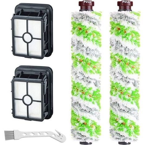 SHINING HOUSE Pack de Reemplazo 2 Cepillos Rodillo + 2 Filtros BISSELL Crosswave Series 17132 y 2225N para Familias con Mascotas Fumadores Accesorios para Aspiradoras Bissell Crosswave (1/5)