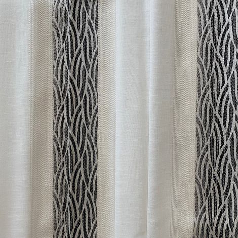 Tissu en étamine et bande jacquard Noir 300 cm