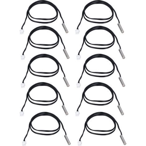 Lot de 10 sondes de température à thermistance NTC, transducteur de température, tête cylindrique 5 x 25 mm, 500 mm, 10 kΩ, B3950 (1/5)