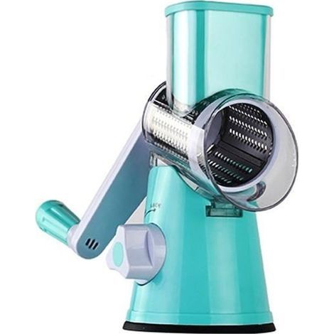 Compact Vertical Blue Stainless Steel Cheese Grater/Vegetable Mandoline/Slicer (1/4)