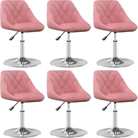 Silla de comedor giratoria 6 uds terciopelo rosa (1/5)