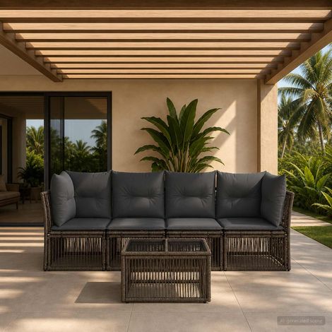 vidaXL Conjunto de sofás de jardín 5 uds. Gris ratán sintético (1/5)