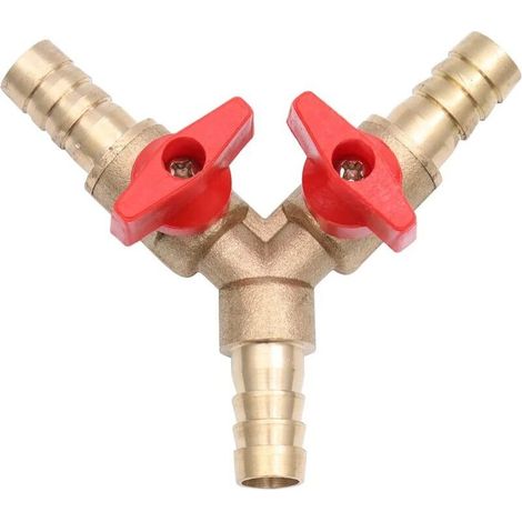 Raccord gaz laiton Y 3 voies – Raccord de tuyau robinet à boisseau sphérique 10 mm – Résistance à la corrosion et haute température (1/4)