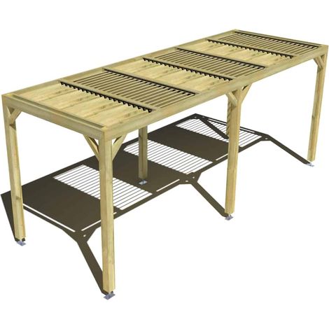 Pergola bois • 6m x 2m • indépendante • sens profondeur • lames orientables bioclimatiques incluses • livraison comprise (1/3)