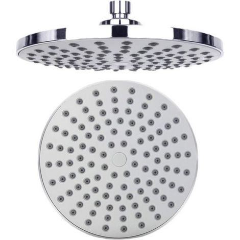 Pommeau de douche encastré - - Rond - Chromé - 20 cm - Effet pluie - Installation au plafond - Nettoyage facile (1/4)