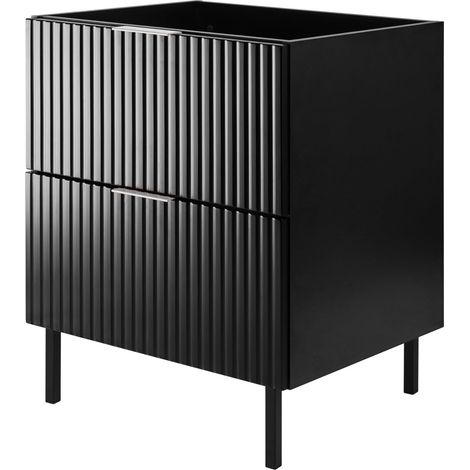 Mobile lavabo, Nero, 60 x 77 x 46 cm, maniglia argento, gambe nere, senza piano (1/5)