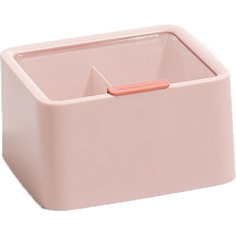 Boîte à bijoux en plastique double couche avec couvercle transparent Rose (1/5)