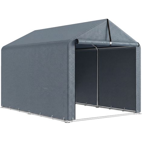 Tenda Garage 162x221,5x163 cm con Copertura Rinforzata Impermeabile e Ingresso Zip in Acciaio Zincato Grigio (1/5)