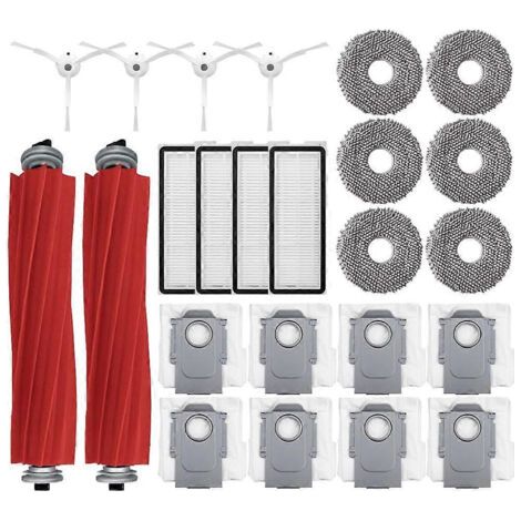 Accessoires pour aspirateur robot Roborock Q Revo MaxV/Qrevo MaxV : sac à poussière, brosse latérale principale, filtre HEPA et lingettes de nettoyage