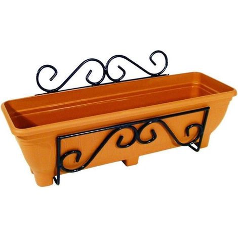Wall Mounted Planter Trough Holder - Scrolled - Charcoal