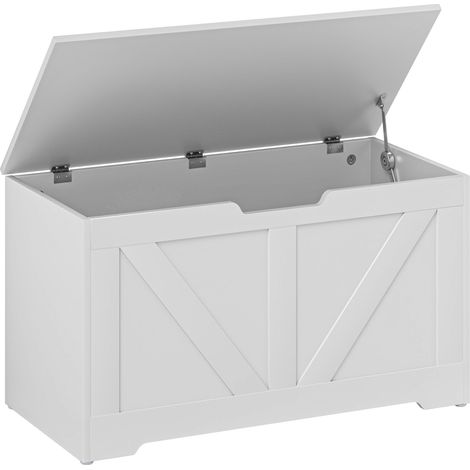 Coffre Fonterada Rangement Intérieur Style Rustique Banc Siège Blanc 100L
