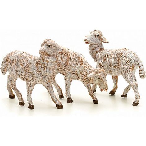 FAMIGLIA DI PECORE IN PIEDI 10CM IN RESINA (F195)