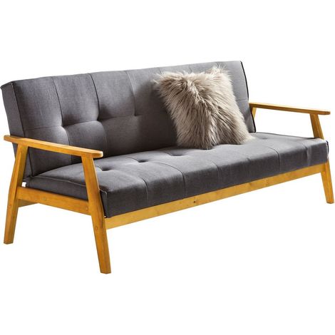 Canapé Convertible Scandinave en Tissu Tissé Gris Foncé avec Accoudoirs 190 x 85 x 81 cm - PANGIVO (1/5)