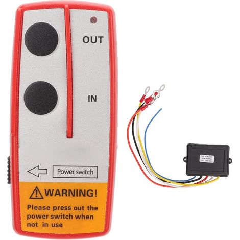 Kit de Télécommande de Treuil sans Fil Universel, Matériau ABS Haute Résistance, Contrôleur électrique 75 Pieds DC 12V/24V avec Récepteur 434MHZ pour Véhicules Tout-Terrain ATV (Rouge) (1/5)