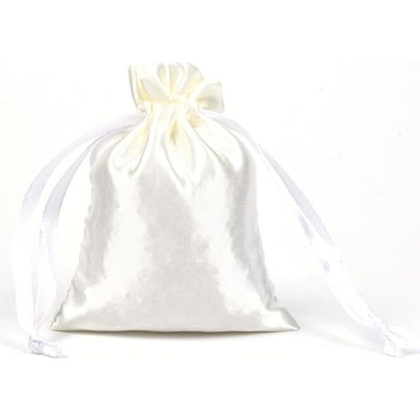 pochettes à cordon en tissu de soie, 15 x 20 cm, pochettes à bijoux, pochettes en satin à remplir, pochettes cadeaux à cordon pour bijoux, emballage cadeau (beige)