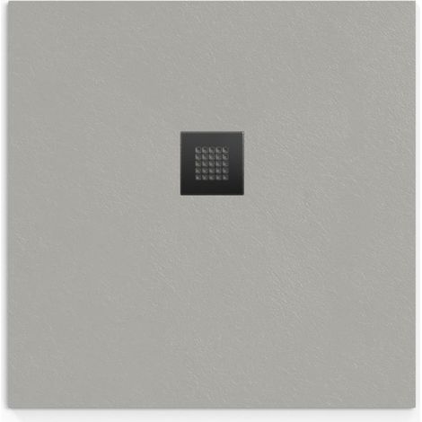 Swiss Aqua Technologies Alek Square Duschwanne 90x90cm mit Siphon, Gussmarmor, Grau (SATALEK90QS-S)