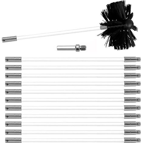 Kit de Broussailles de Nettoyage de Cheminée Ensemble de Brosse de Cheminée Réglable Brosse Nettoyage Ramonage Outil avec 12 Tiges Flexibles 1 Tête de Brosse 150mm (1/5)